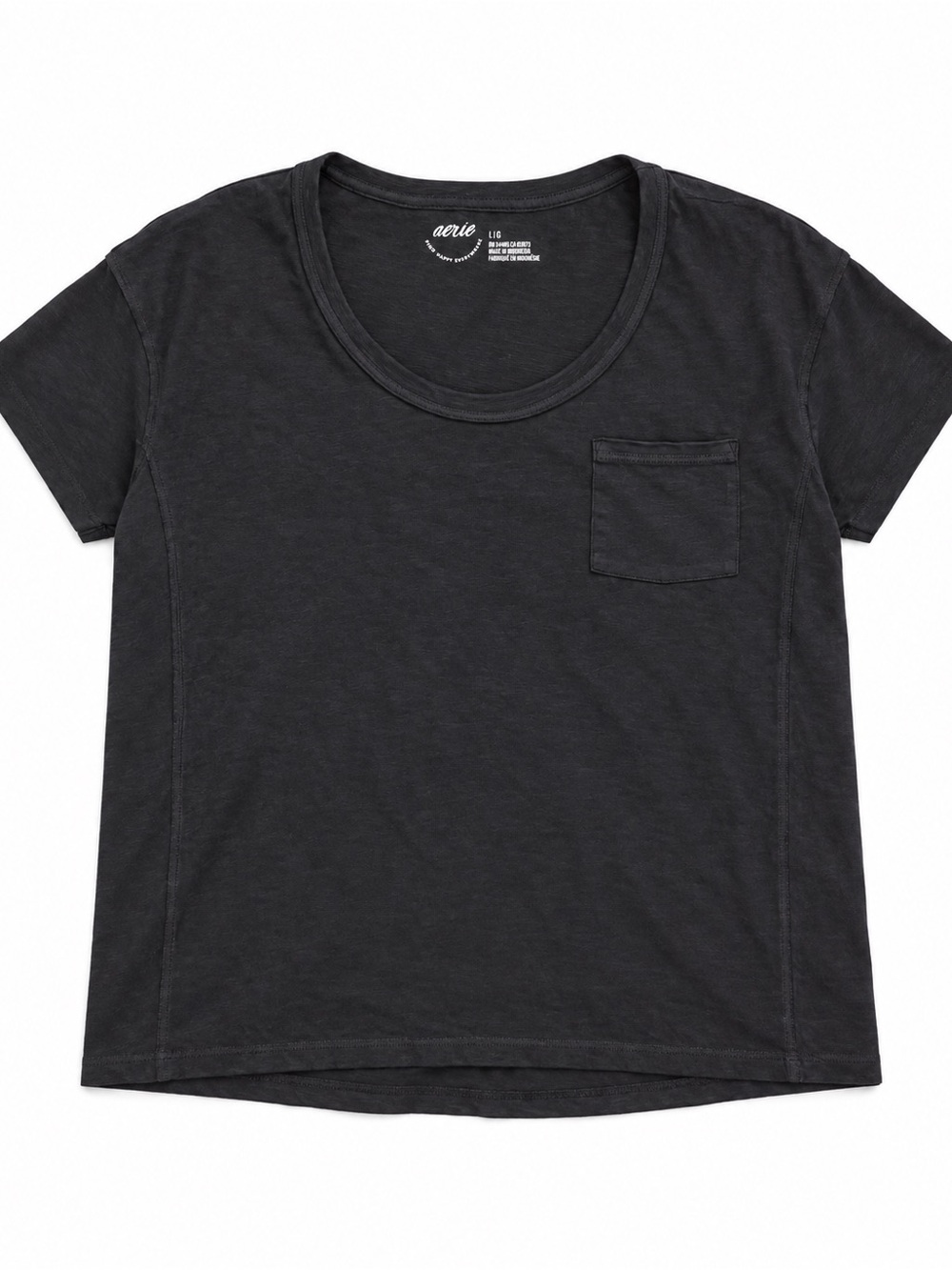 aerie Black Short-Sleeve Tee with Chest Pocket